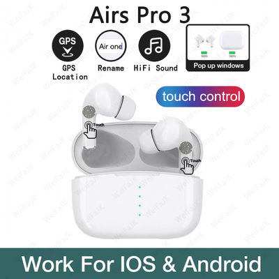 GPS เปลี่ยนชื่อหูฟังไร้สาย Bluetooth TWS IPX6 สำหรับ Airpodes Pro 3